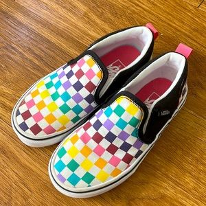 Girls Vans Asher rainbow checkerboard size 12